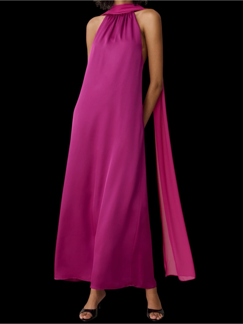 Few Moda o.p.t. Alessia Dress Orchid Magenta Purple Chiffon Neck Scarf NWT